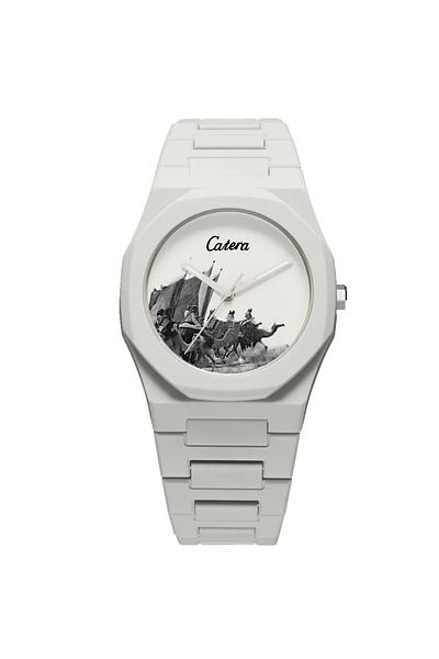 catera Men's white carbon fiber watch