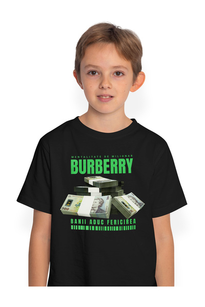 StoryGift Romania Tricou Copii Baieti _Burberry_ - Banii Aduc Fericirea 100% ...