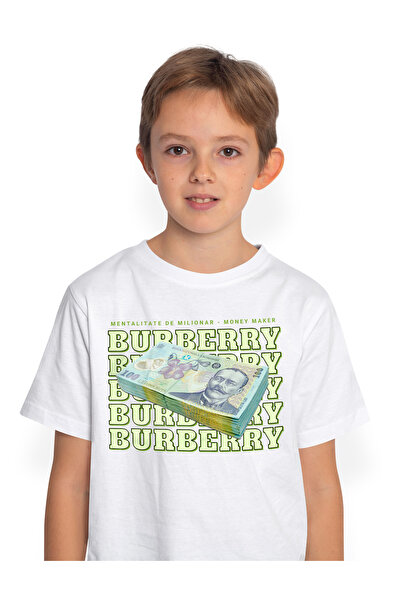 StoryGift Romania Tricou Copii Baieti __Burberry_ - 100 Lei Romanesti 100% Bu...