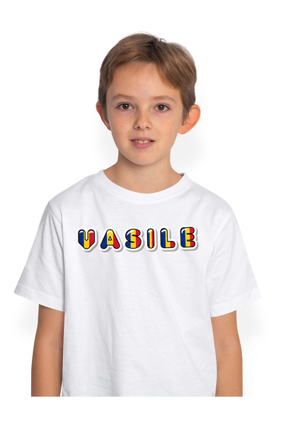 StoryGift Romania Tricou Copii Baieti Cu Numele Vasile, Romania, Suporter, St...