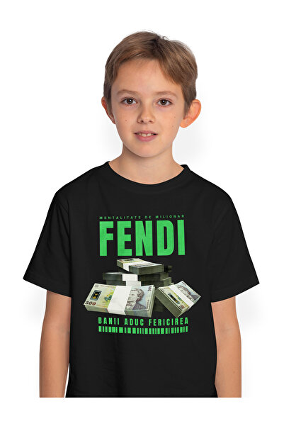 StoryGift Romania _Fendi_ Kids Boys T-Shirt - Money Brings Happiness 100% Cot...