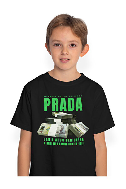 StoryGift Romania Tricou Copii Baieti _Prada_ - Banii Aduc Fericirea 100% Bum...