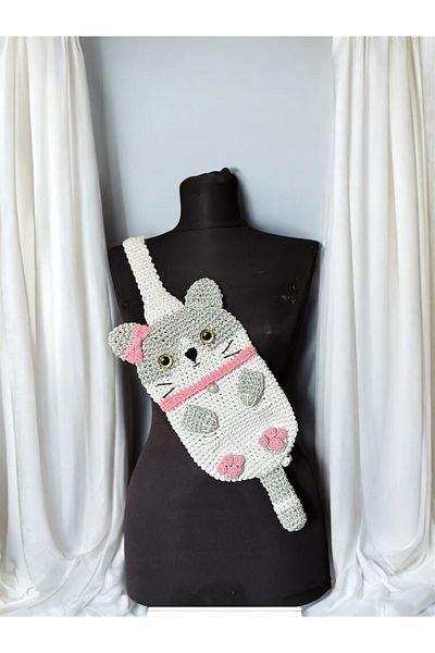 Zuviel Deco Handmade Handmade Knitting Design Cat Bag, Crossbody Bag, Chest and Shoulder Bag