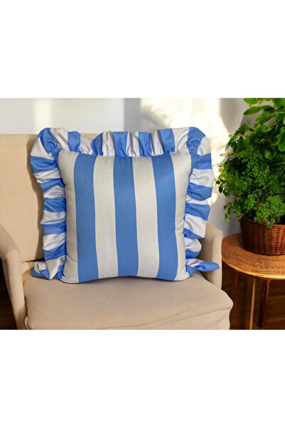 ASDİVA Brezza Frilly Διακοσμητικό Κάλυμμα Ριχτάρι Ριγέ Μπλε-λευκό 45x45