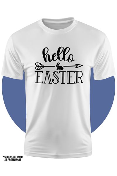 StoryGift Romania Children's T-shirt with bunny and the text "Hello, Easter" - Easter holiday 100% Cotton, Plain