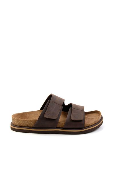 Bambi Brown Leather Men's Slippers E04801200101