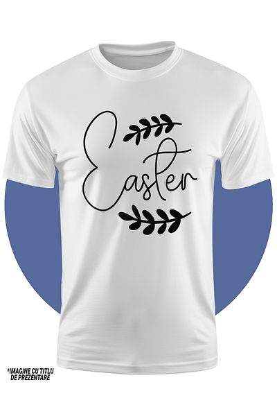StoryGift Romania Children's T-shirt with 2 branches and the word "Easter" - Easter holiday 100% Cotton, Unisex, White