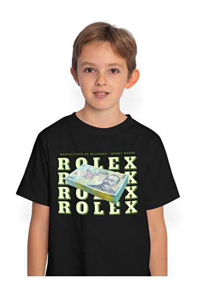 StoryGift Romania Tricou Copii Baieti _Rolex_ - 100 Lei Romanesti 100% Bumbac...