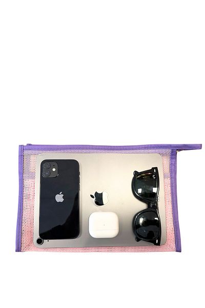 Baghashtag Mega Size Pink Mesh Portfolio Clutch Bag
