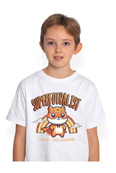 StoryGift Romania Tricou Copii Baieti Super Fotbalist SuperErou, Curaj si Det...