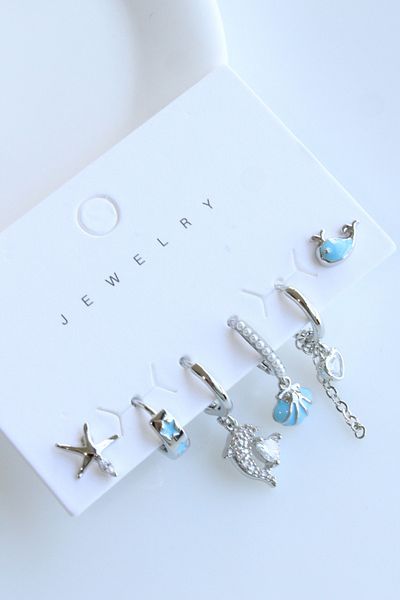 Leo'Stone 6 Piece Oyster Design Tarnish-Free Color-Throw Multiple Women's Steel Earrings