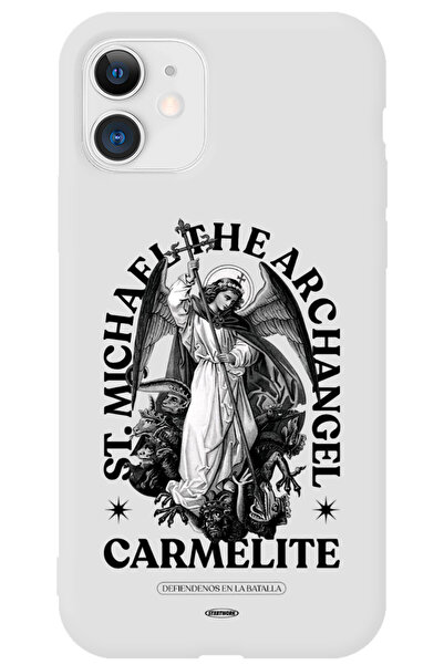 WANNA PROTECT iPhone 12 Beyaz İçi Kadife Carmelite Desenli Silikon Telefon Kı...