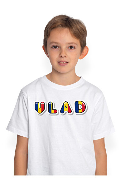 StoryGift Romania Tricou Copii Baieti Cu Numele Vlad, Romania, Suporter, Stea...