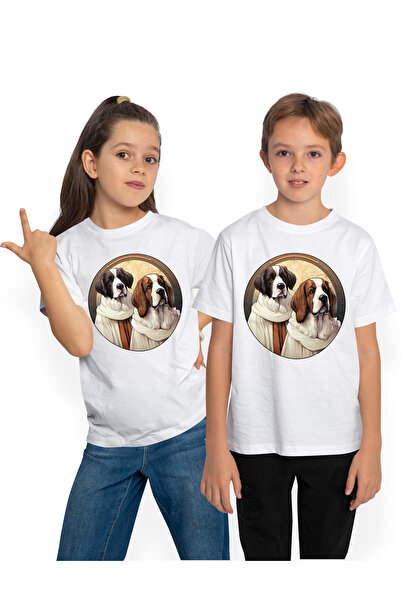 StoryGift Romania Tricou Copii cu 2 caini imbracati cu haine de epoca, ilustr...