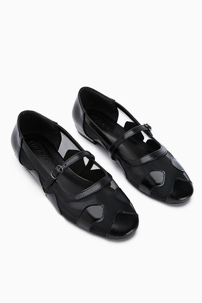 Limoya Diora Black Tulle Detailed Buckle Women's Ballerinas