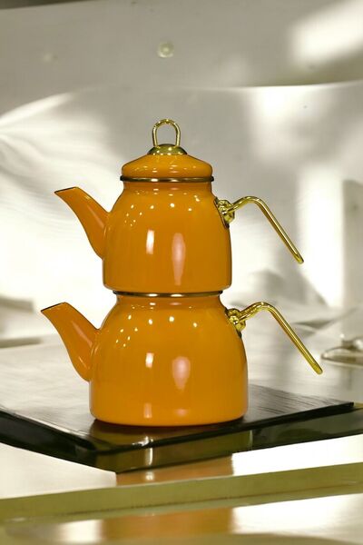 Akkoyunlu home Hardal Emaye Çaydanlık Takımı