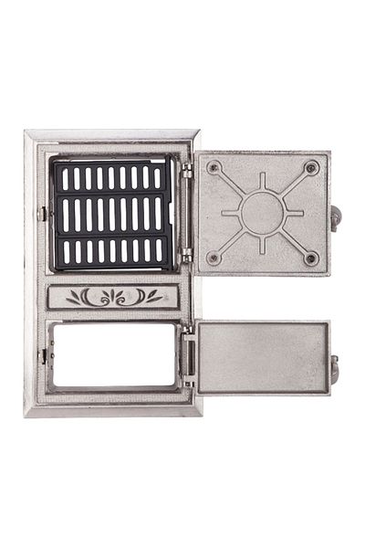 flores Rectangular stove door, STRUGURE model, nickel-plated, 295 x 470 mm