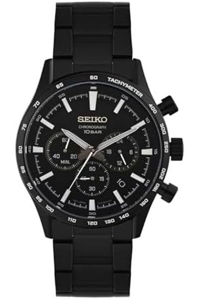 Seiko Dress Chronograph Watch - SSB415P1, Black, Black, Modern
