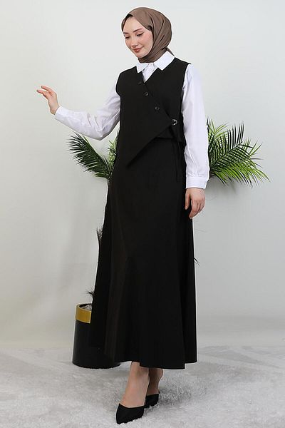 giz astore Skirted Asymmetrical Suit Bitter Brown