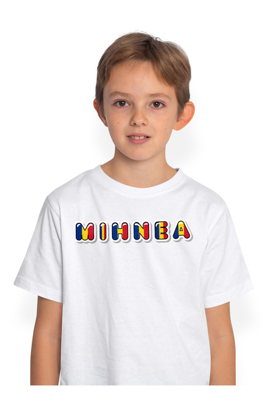 StoryGift Romania Tricou Copii Baieti Cu Numele Mihnea, Romania, Suporter, St...