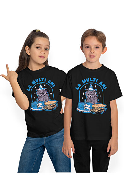 StoryGift Romania Tricou Copii Pisica Sarbatorita - La Multi Azi, Zi de Naste...