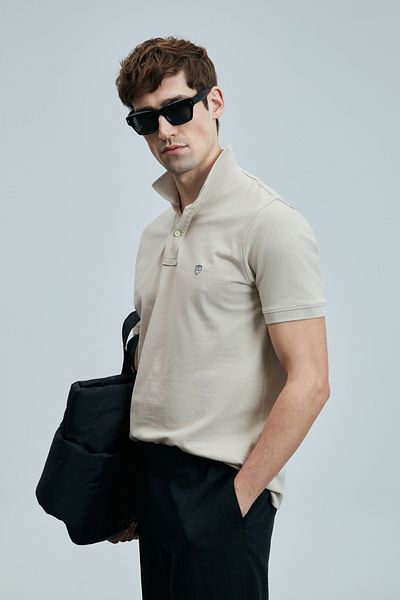 Lufian Laon Smart Men's Polo T-Shirt Ecru