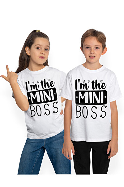 StoryGift Romania Tricou Copii cu inimioare si mesajul "I'm the mini boss" - ...