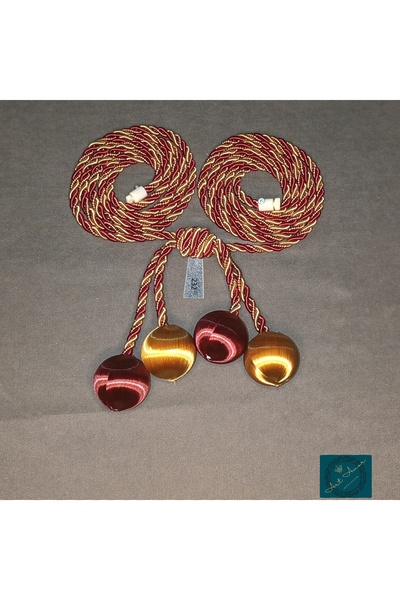 ArtAmor 4 LOTURI BORDO-MUSTARD (232) SILK THREAD WRAP FON TUL CURTINA CU DOUĂ...