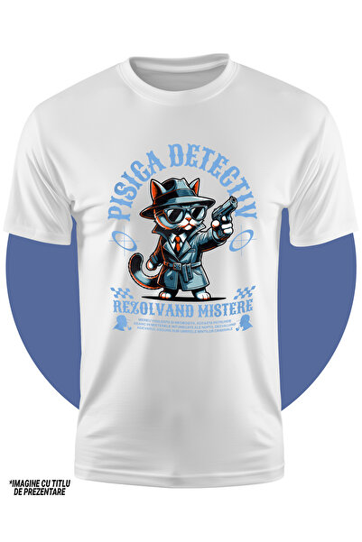 StoryGift Romania Tricou Copii Pisica Detectiv Rezolvand Mistere - Sherlock Cat 100% Bumbac, Unisex, Alb, 4