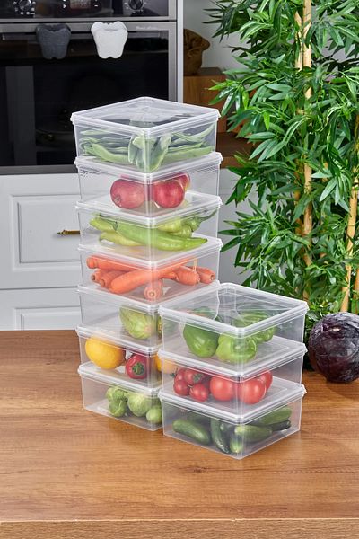 ALPY E TRADE 🌟   Set of 10 (2000 ml) Square Freezer Compatible Self-Covered Storage Containers 🌟