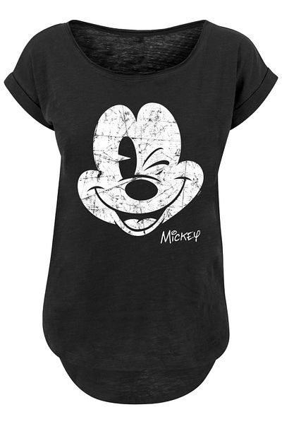 F4NT4STIC Damen Disney Mickey Mouse Since Beaten Face CHAR CADT mit Ladies Long Slub Tee