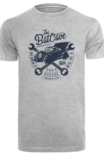 F4NT4STIC Herren Dc Comics Batman Dad's Garage-wht Und Batman Mit T-shirt Rundhals