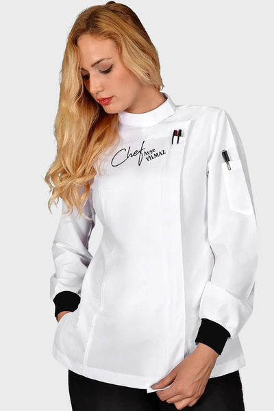 Üniformanya İsim Hediyeli Kadın Aşçı Ceketi Şef Ceketi Aşçı Kıyafeti Aşçı Elbisesi Chef Aşçı Forması Üniforma