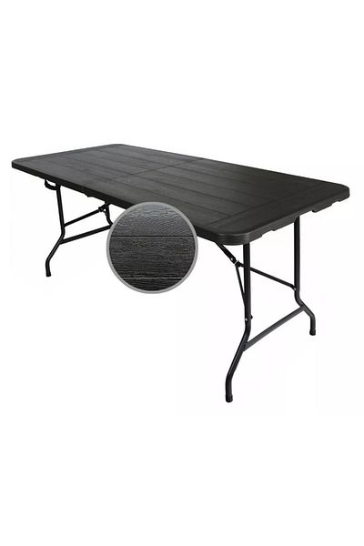 zola Folding table, HDPE top / powder coated steel frame, 180x74x74 cm, for camping or garden, black