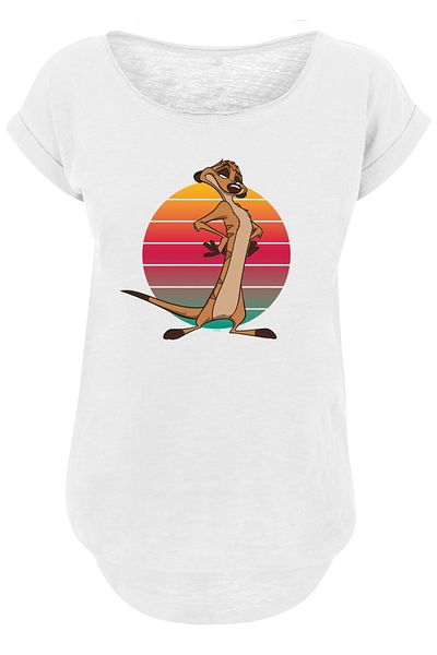 F4NT4STIC Damen Disney The Lion King Timon Sunset-blk With Ladies Long Slub Tee