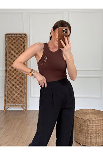 X-Young Stone Detailed Ribbed Undershirt Brown