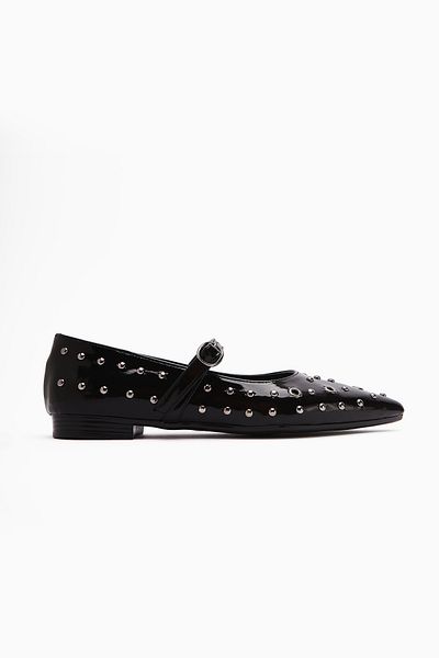 Limoya Ninna Black Patent Leather Pointed Toe Women's Ballerinas