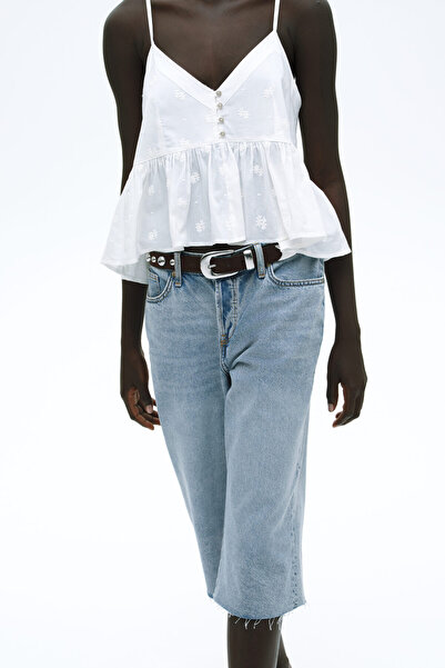 H&M Düşük Belli Diz Boyu Kot Şort