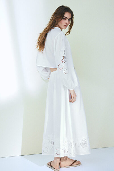 H&M Nakış İşlemeli ve Pamuklu Etek