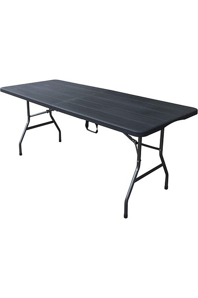 zola Folding table, HDPE top / powder coated steel frame, 180x74x74 cm, for camping or garden, black