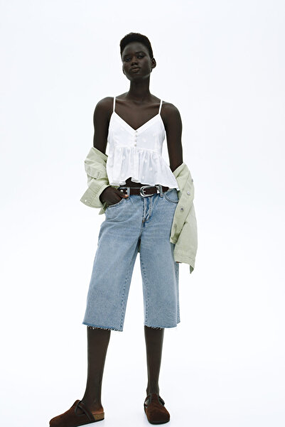 H&M Düşük Belli Diz Boyu Kot Şort