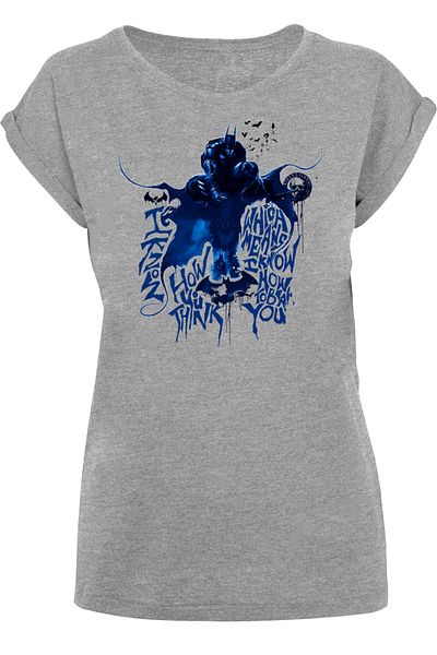F4NT4STIC Damen Dc Comics Batman Arkham Knight Think With Ladies Extended Shoulder Tee