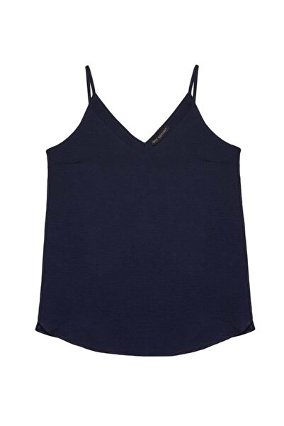 Quzu Askılı V Yaka Bluz Lacivert