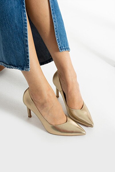 FOLLİNİ Χρυσό Γυναικείο Στιλέτο από Γνήσιο Δέρμα