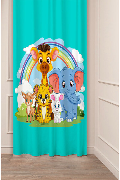 GREENDECOR Girafă, elefant, iepure, design special, cu model digital cu impri...