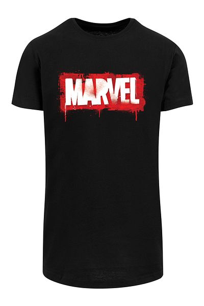 F4NT4STIC Damen Marvel Spray Logo With Ladies Extended Shoulder Tee