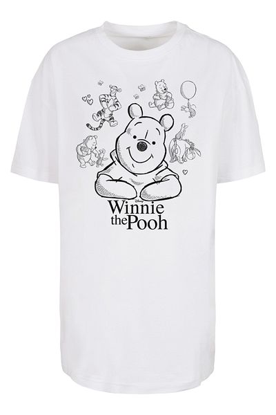 F4NT4STIC Damen Disney Winnie The Pooh Collage Sketch With Ladies Oversized Boyfriend Tee