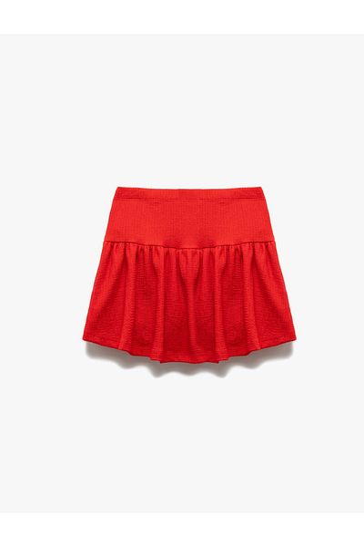 Koton Elastic Waist Textured Red Girl's Shorts 5Skg40014Ak