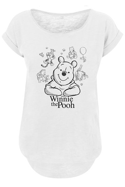 F4NT4STIC Disney Winnie The Pooh Collage Sketch Damen Long Slub Tee