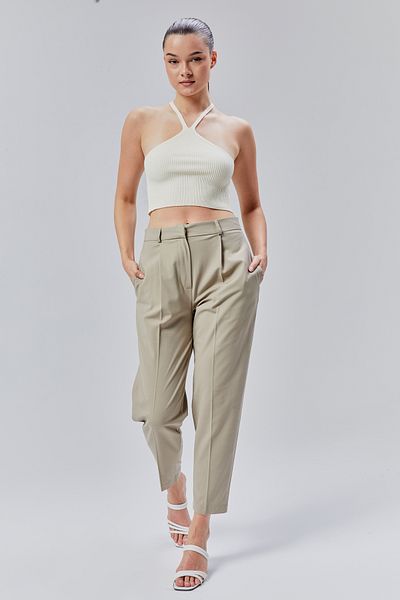 Bolivente Light Khaki Regular Woven Carrot Pants